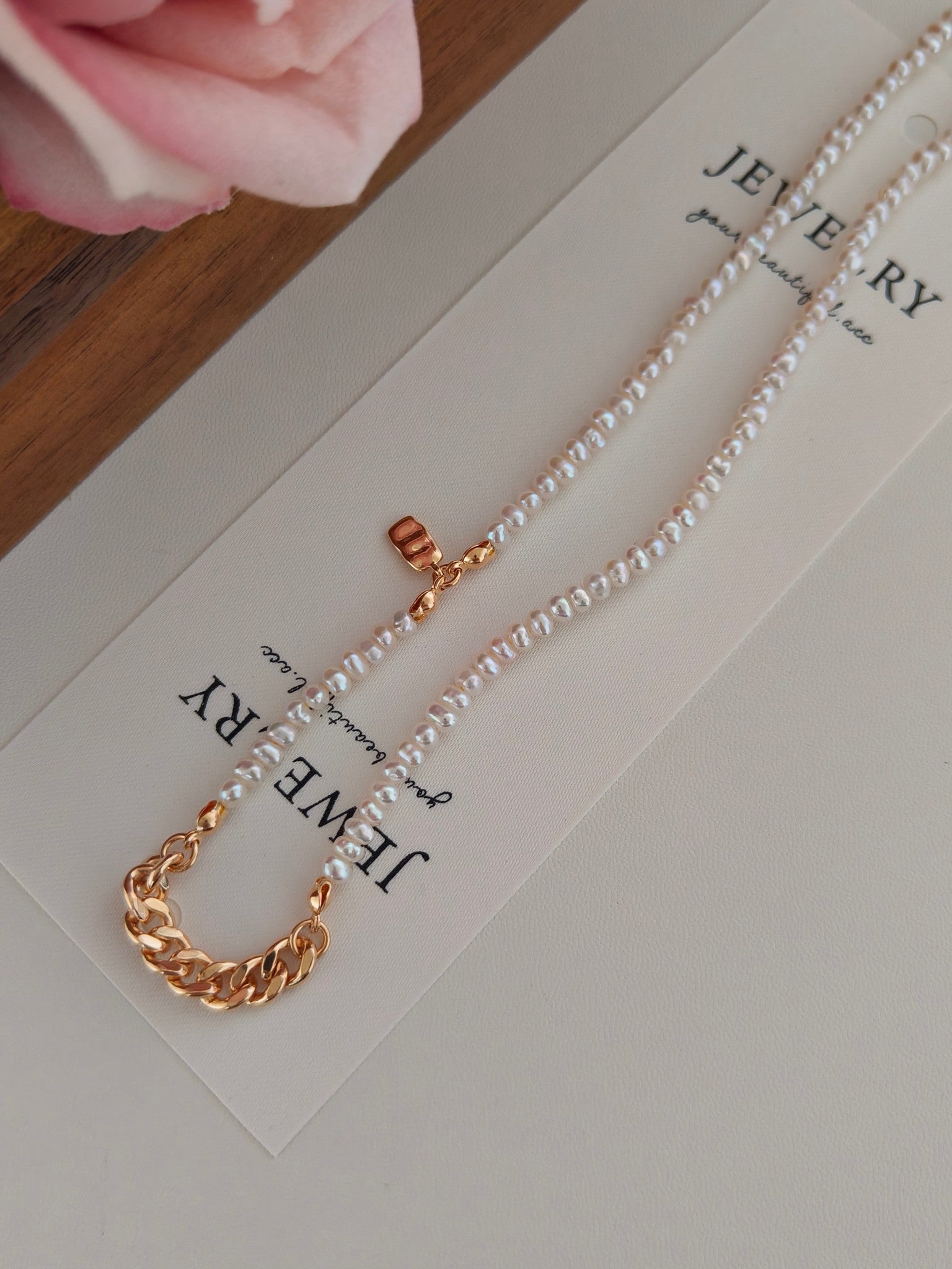 Natural Pearl Beaded Chain Necklace - 18K Gold Plated Sterling Silver | Vinajewelry