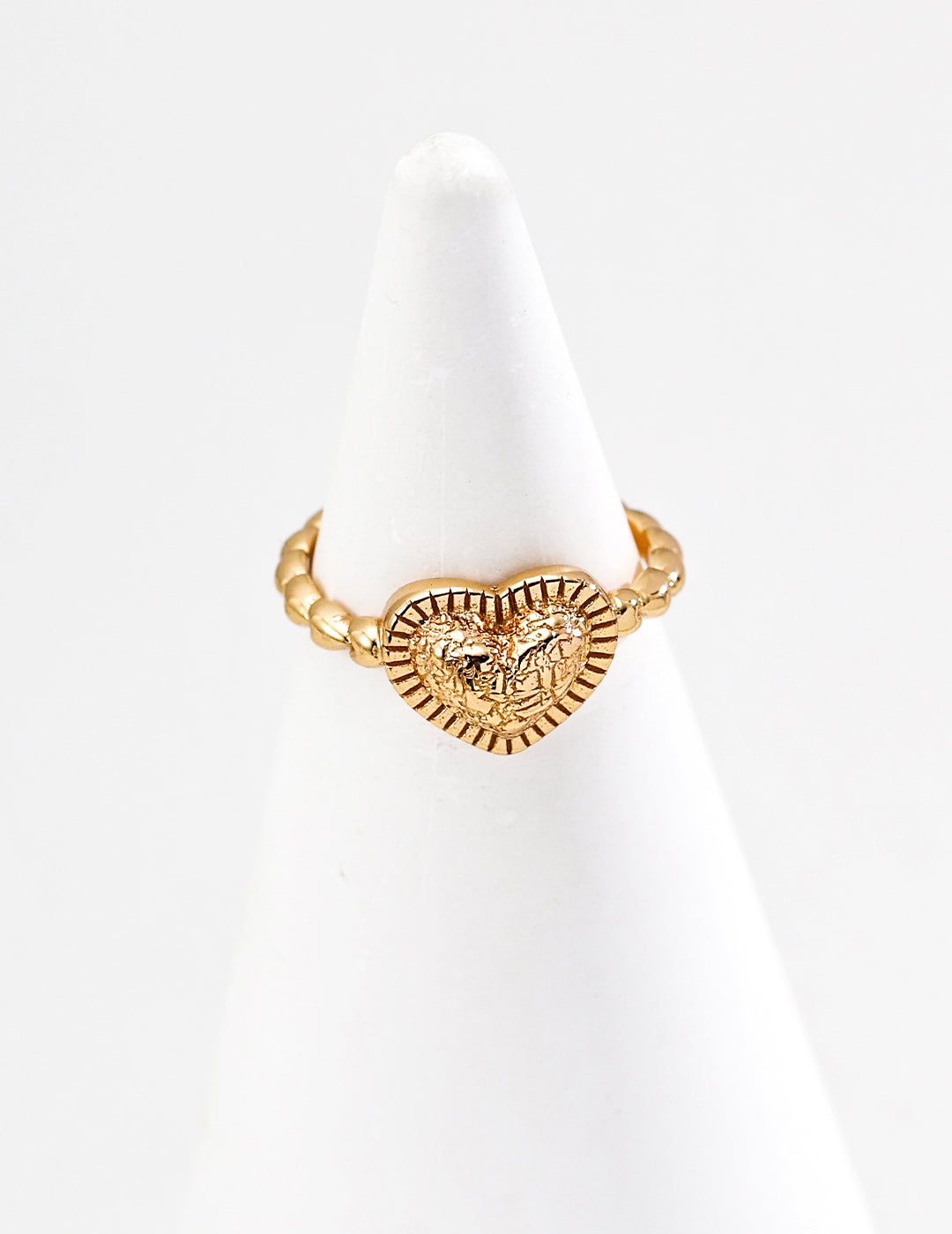 Vintage Love Heart Texture Open Ring - 18K Gold Plated Sterling Silver | Vinajewelry