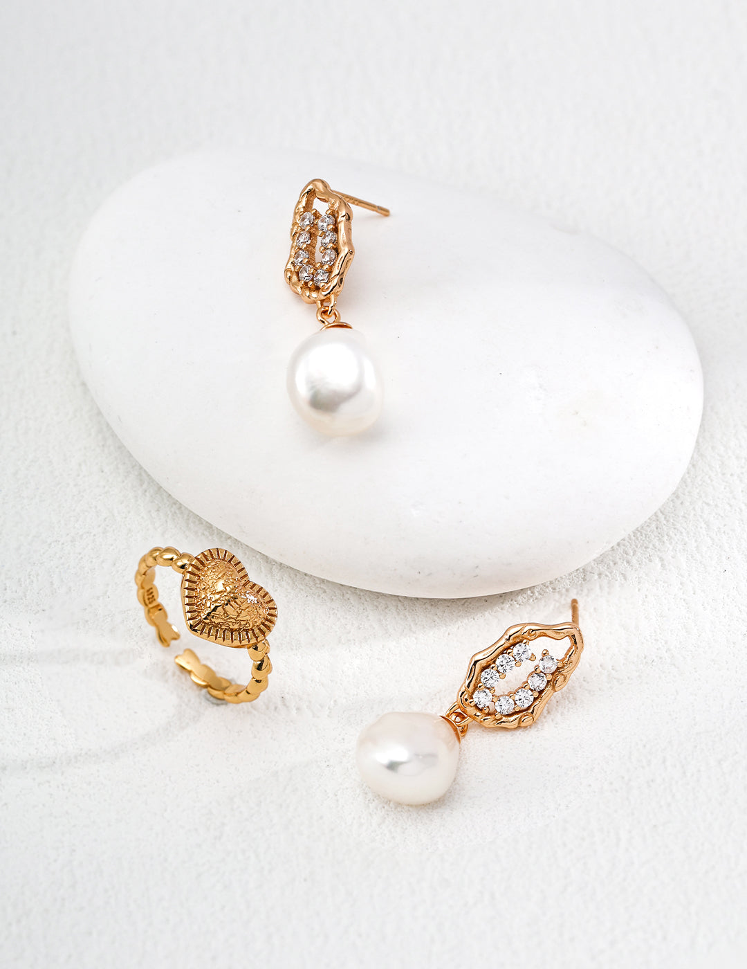 Vintage Love Heart Texture Open Ring - 18K Gold Plated Sterling Silver | Vinajewelry