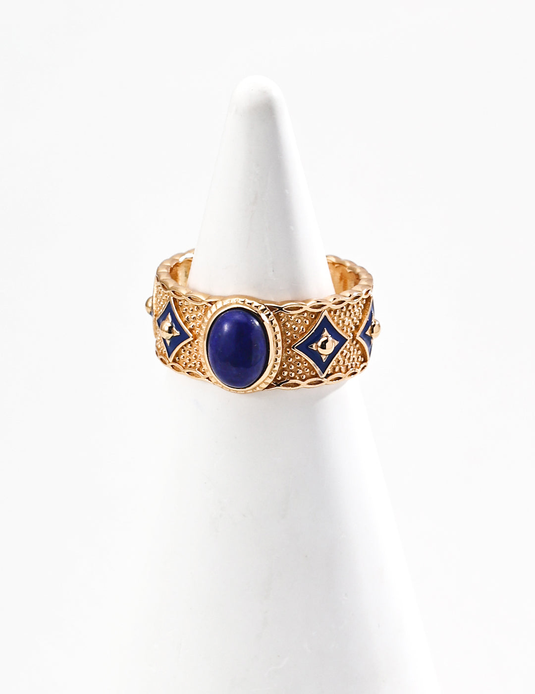 Vintage lapis lazuli open ring sterling silver 18K gold plated