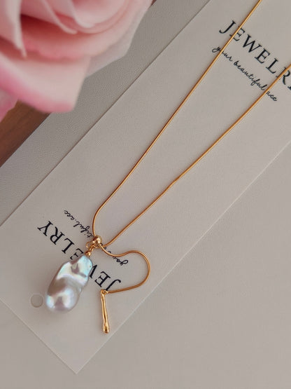 Malachite Baroque Pearl Necklace - 18K Gold Plated Adjustable | Vinajewelry