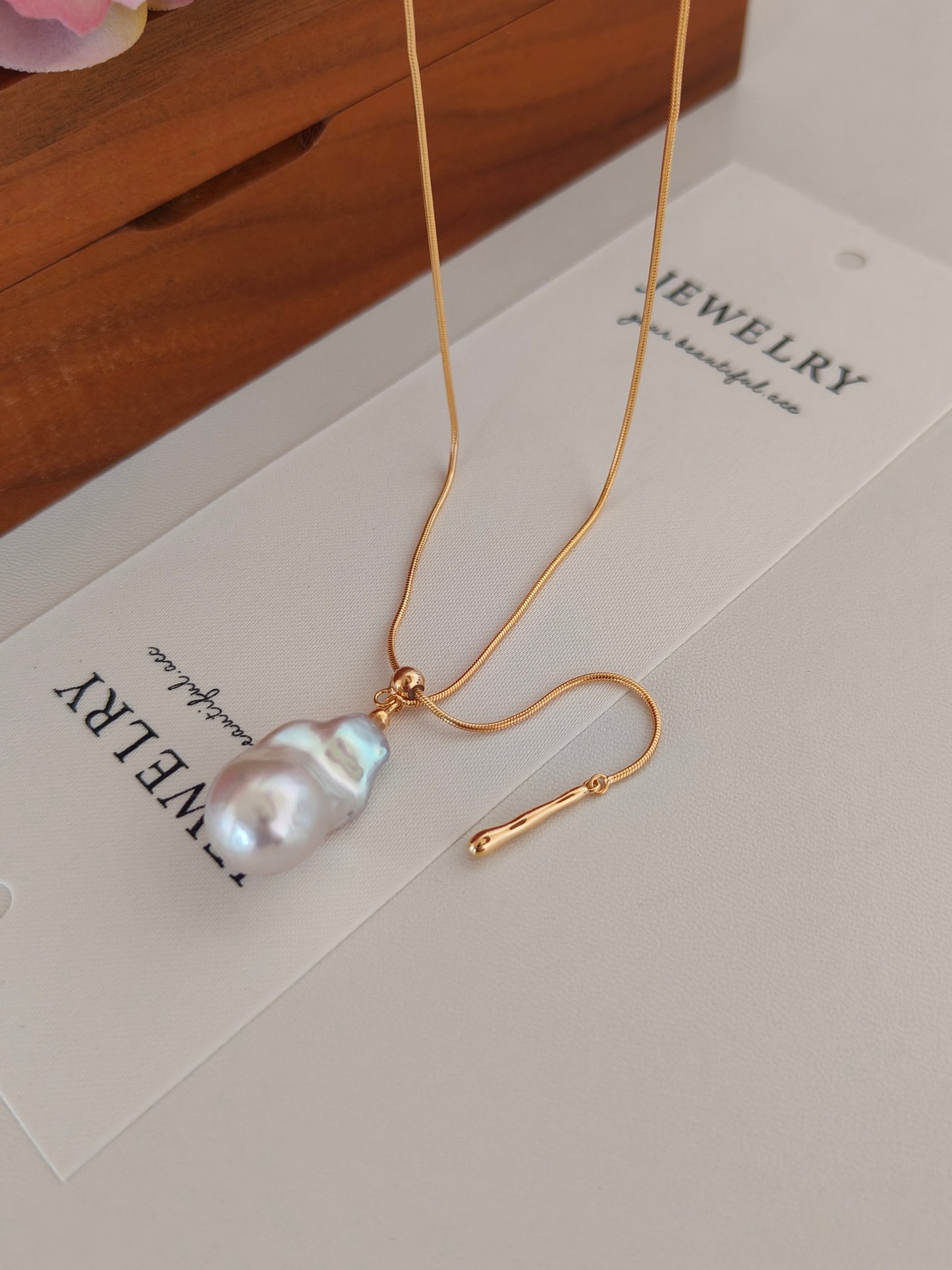 Malachite Baroque Pearl Necklace - 18K Gold Plated Adjustable | Vinajewelry