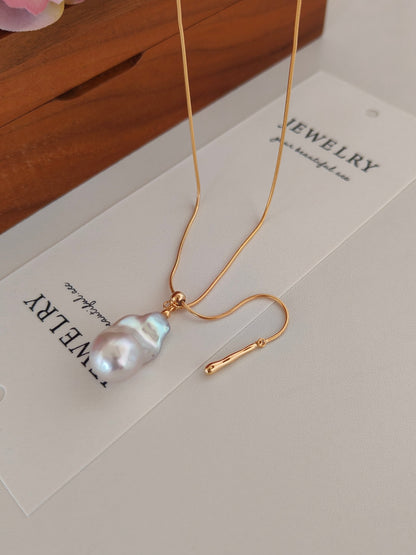 Malachite Baroque Pearl Necklace - 18K Gold Plated Adjustable | Vinajewelry