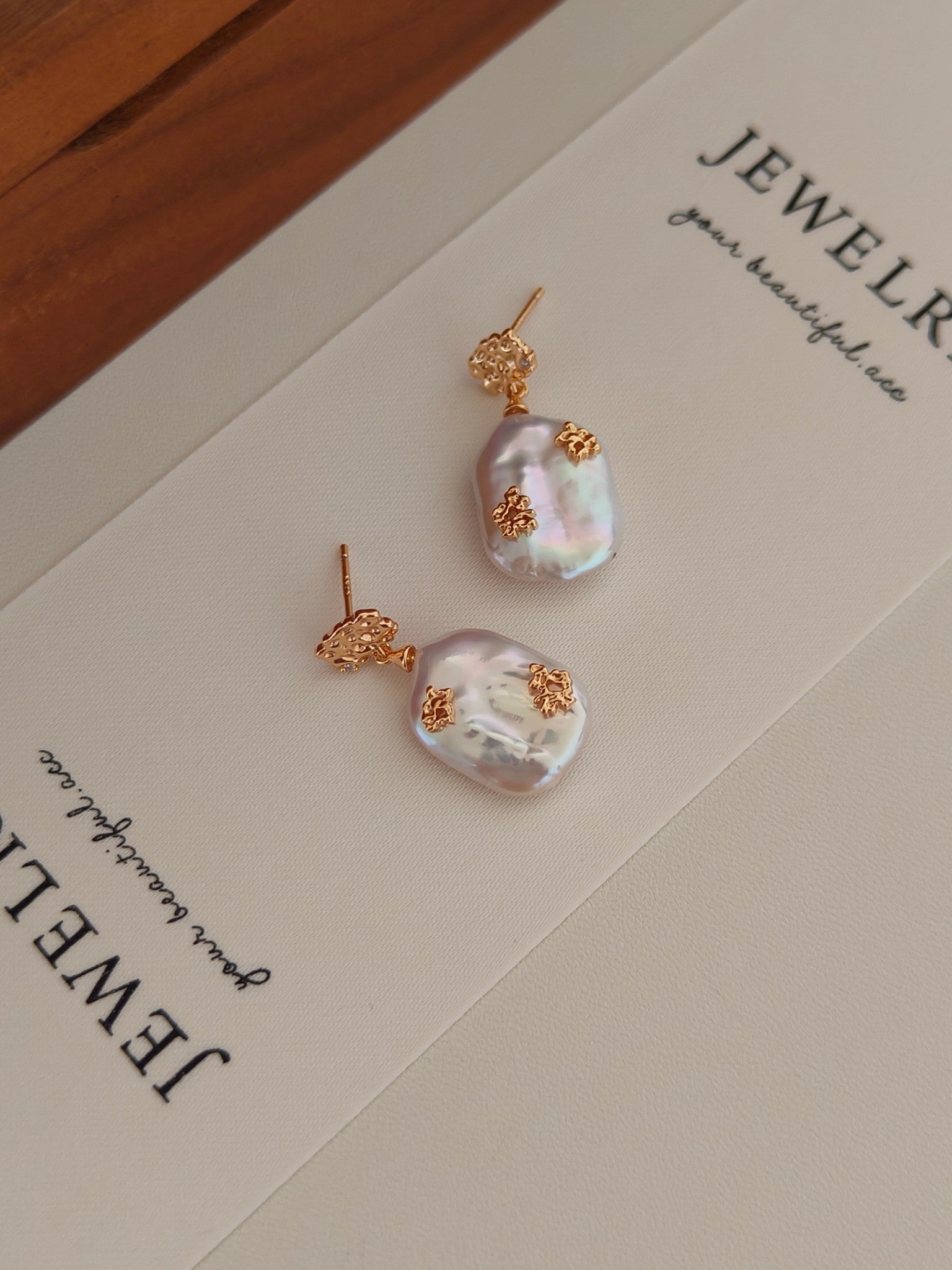 Elegant Baroque Pearl Earrings - 18K Gold Plated Sterling Silver | Vinajewelry