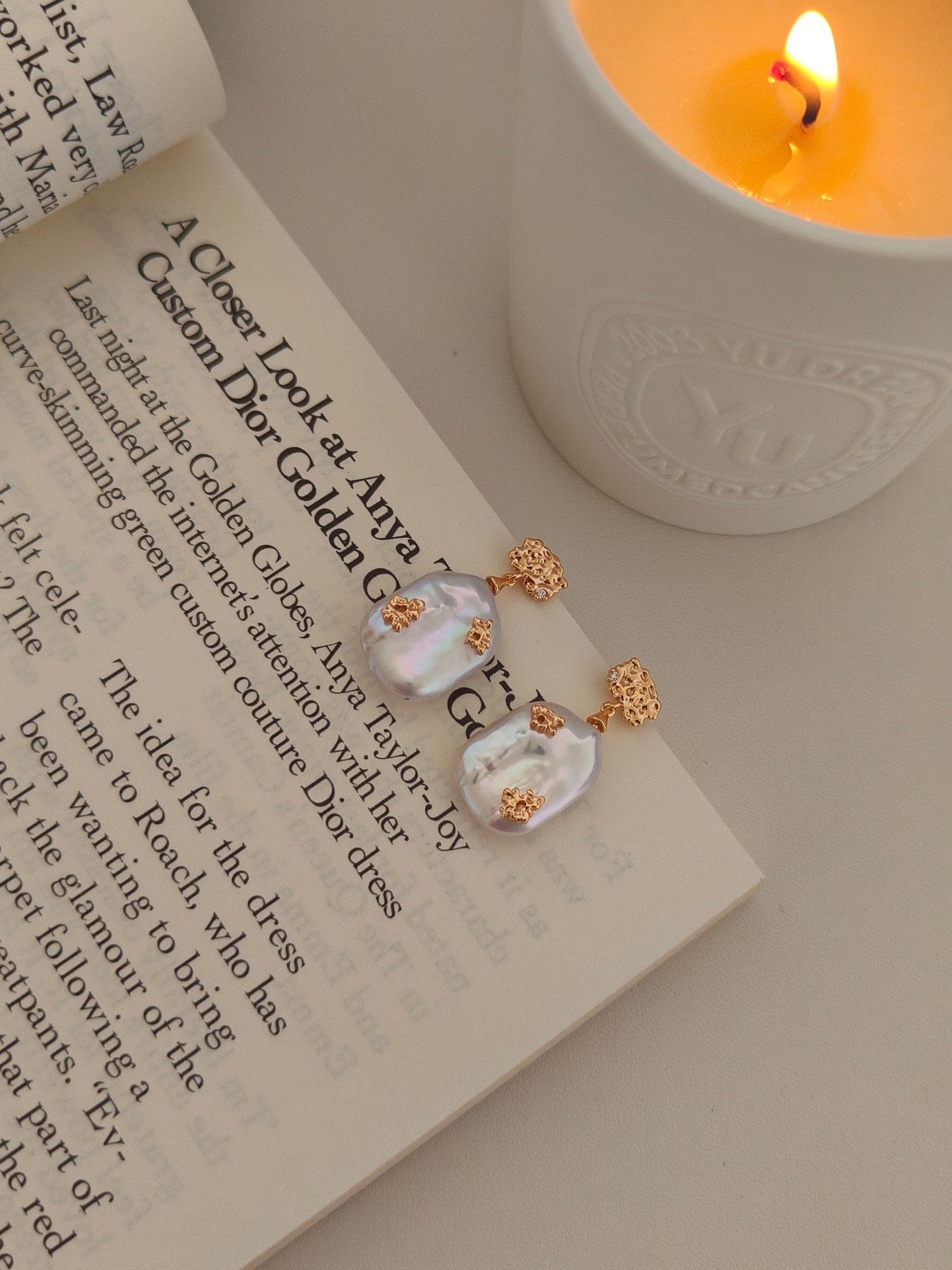 Elegant Baroque Pearl Earrings - 18K Gold Plated Sterling Silver | Vinajewelry