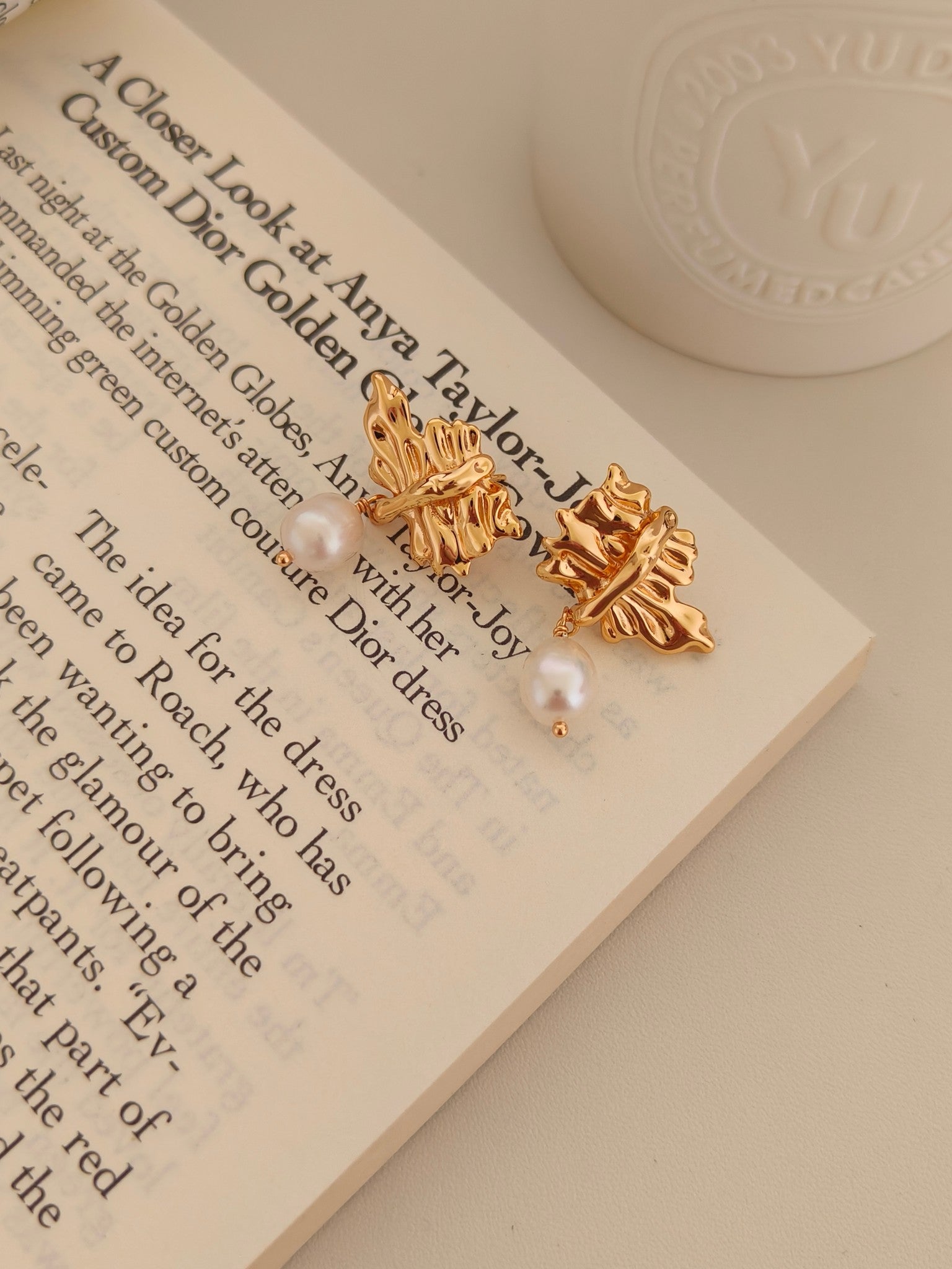 Elegant Natural Pearl Earrings - 18K Gold Plated Sterling Silver | Vinajewelry