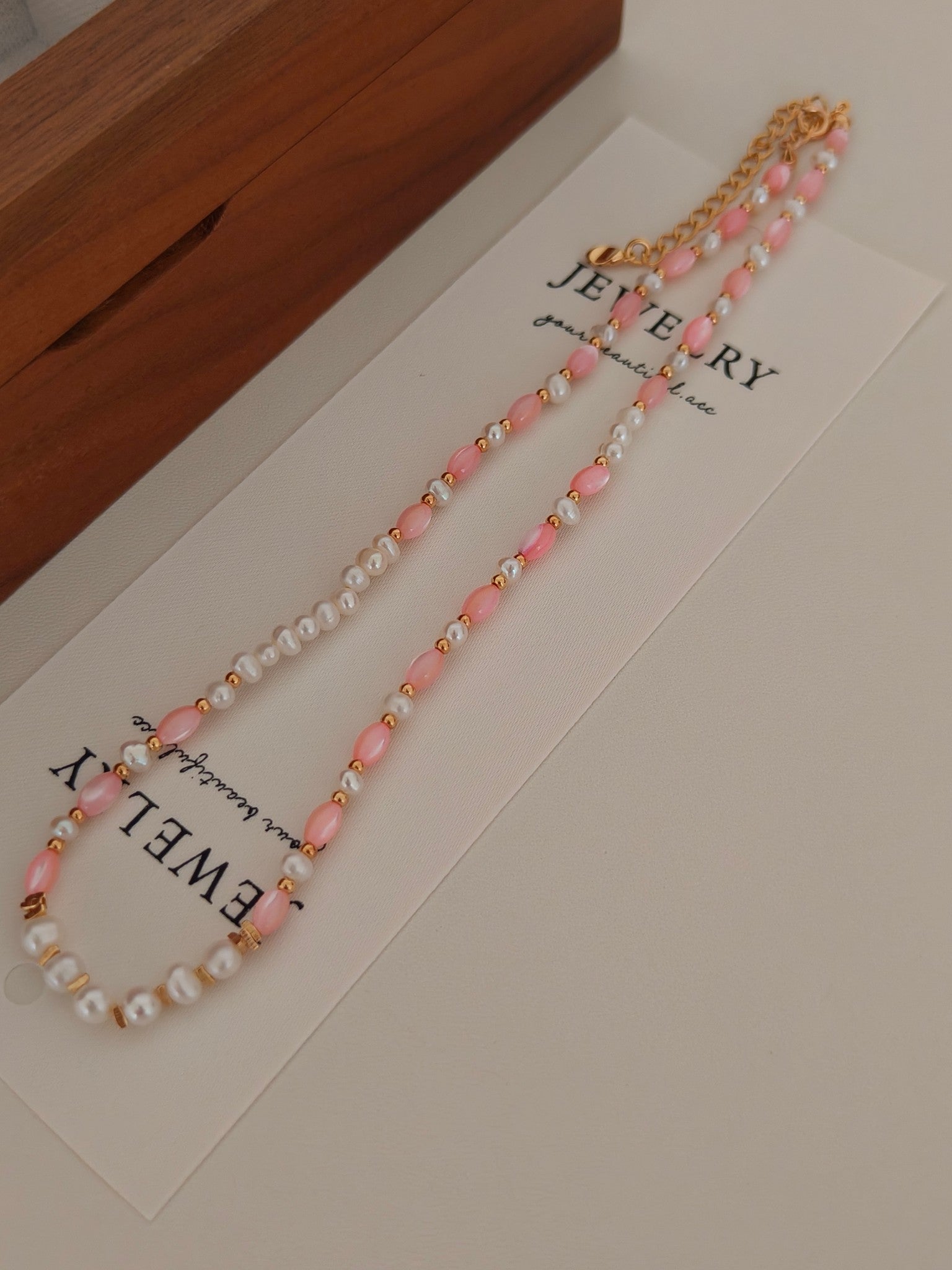 Natural Pearl Gemstone Beaded Necklace - 18K Gold Plated Stackable | Vinajewelry