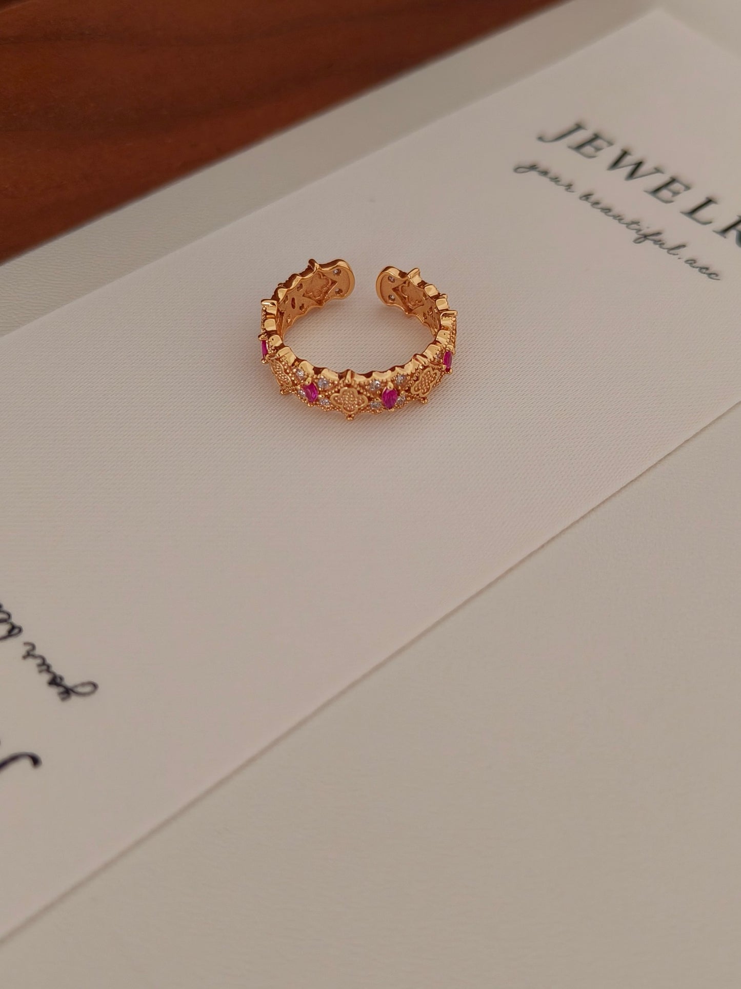 Vintage Luxury Zircon Ring - 18K Gold Plated Adjustable Open | Vinajewelry