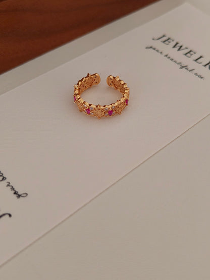 Vintage Luxury Zircon Ring - 18K Gold Plated Adjustable Open | Vinajewelry