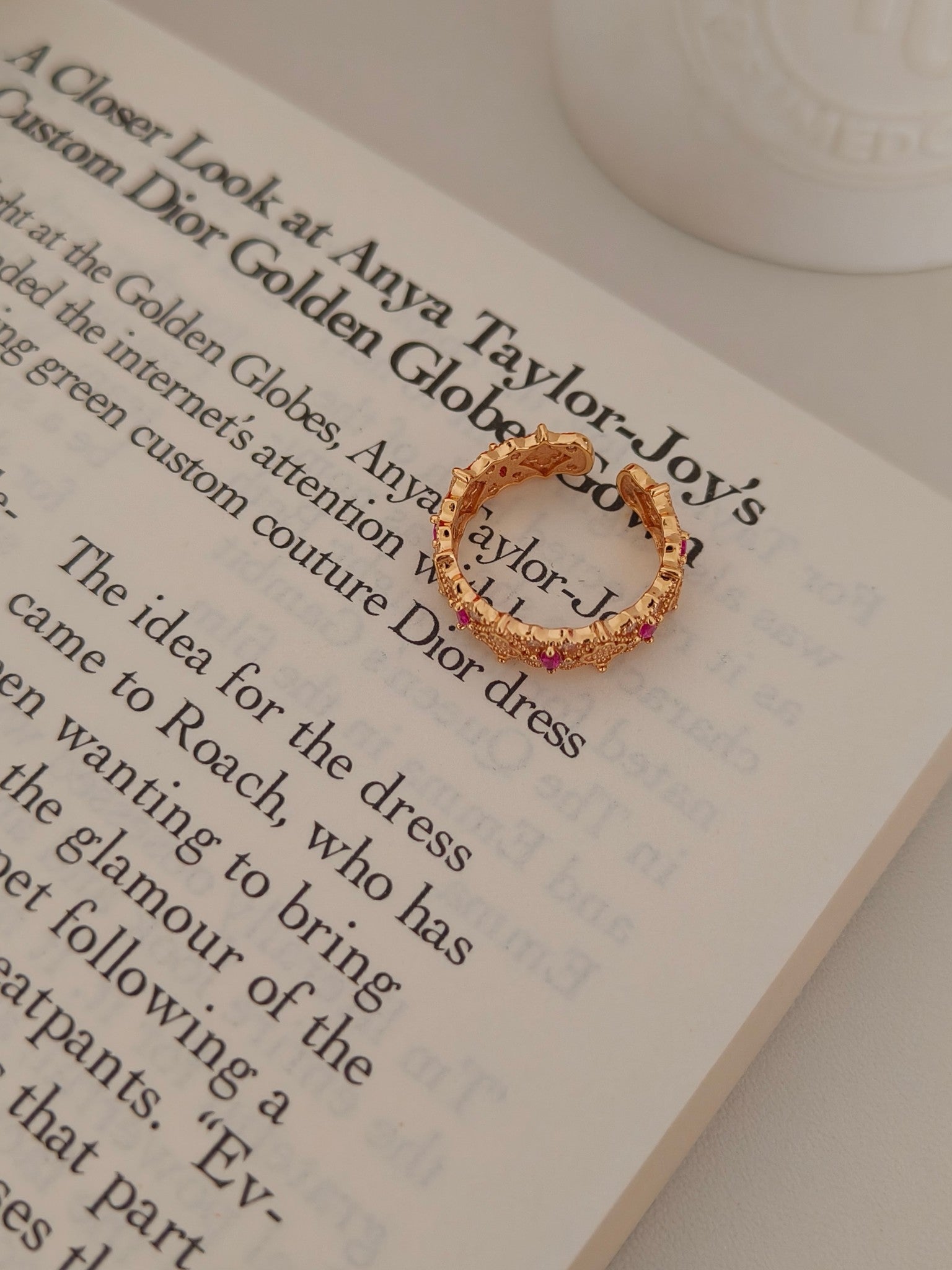 Vintage Luxury Zircon Ring - 18K Gold Plated Adjustable Open | Vinajewelry