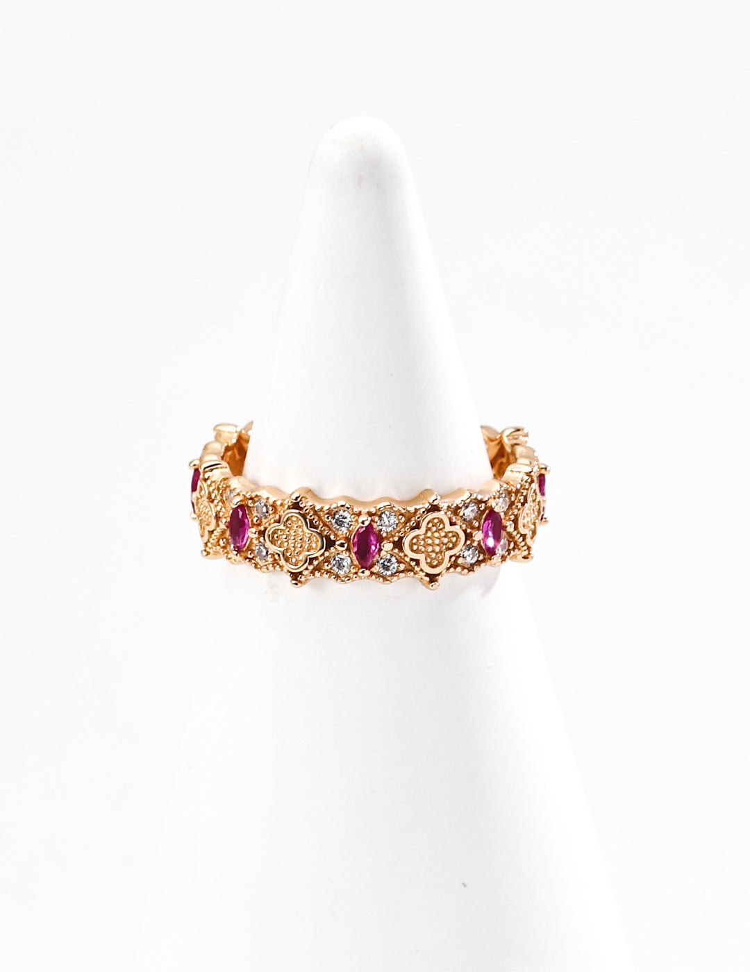 Vintage luxury zircon adjustable open ring 18K gold plated