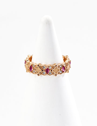 Vintage luxury zircon adjustable open ring 18K gold plated