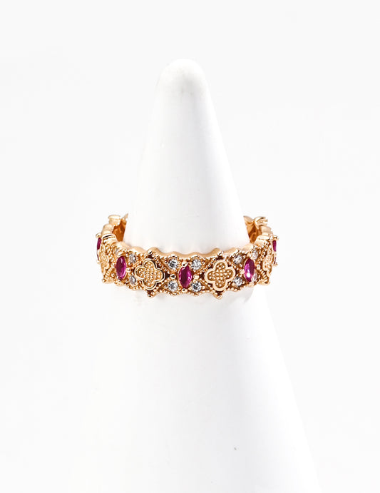 Vintage luxury zircon adjustable open ring 18K gold plated