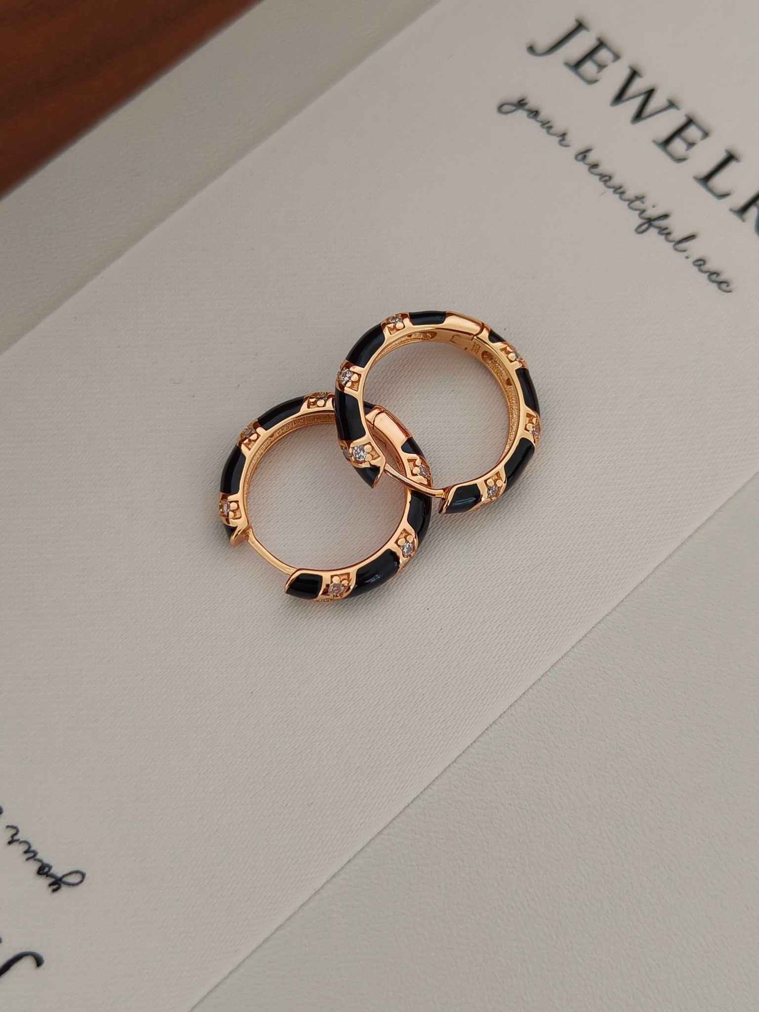 Minimalist Enamel Diamond Earrings - 18K Gold Plated Sterling Silver | Vinajewelry