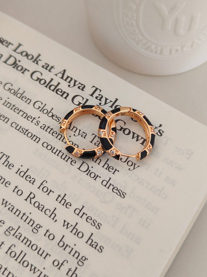 Minimalist Enamel Diamond Earrings - 18K Gold Plated Sterling Silver | Vinajewelry