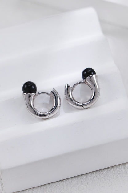 Natural Black Agate Earrings - 18K Gold Plated Sterling Silver | Vinajewelry