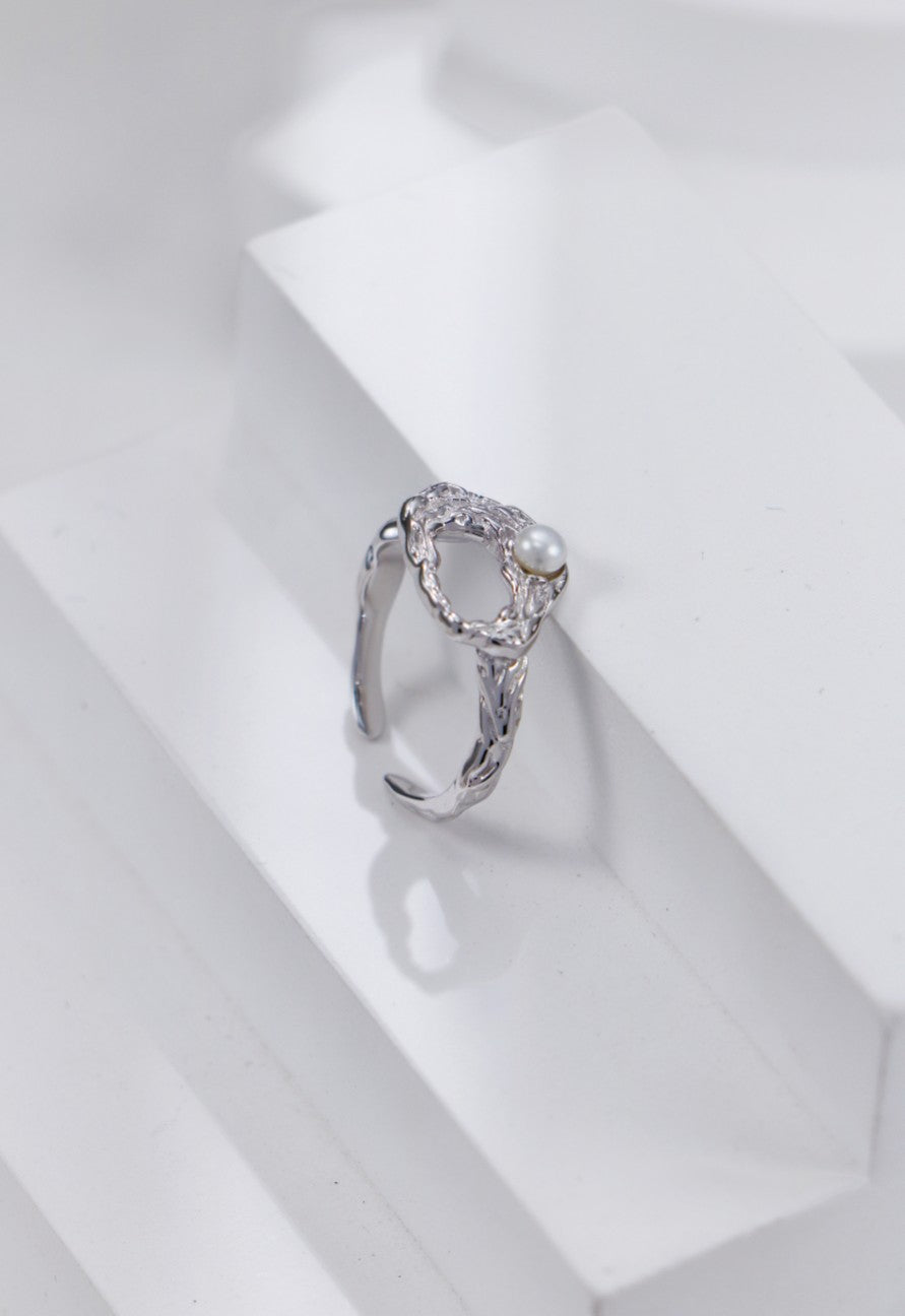 Natural Pearl Open Ring - 18K Gold Plated Sterling Silver Adjustable | Vinajewelry