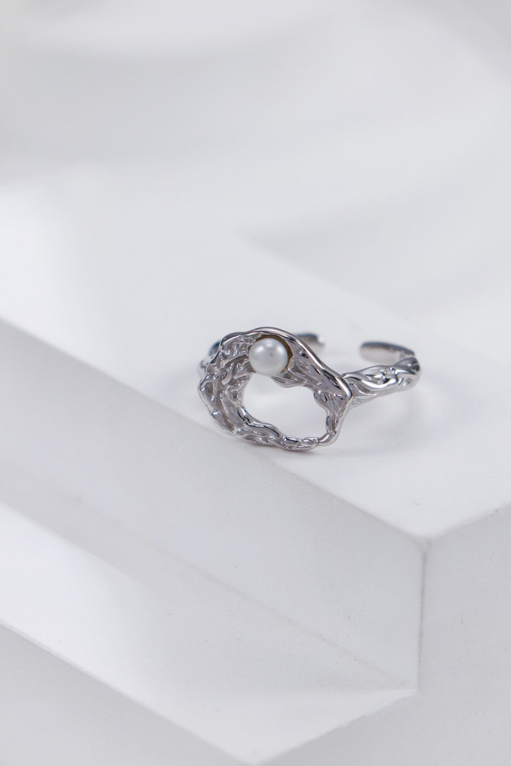 Natural Pearl Open Ring - 18K Gold Plated Sterling Silver Adjustable | Vinajewelry