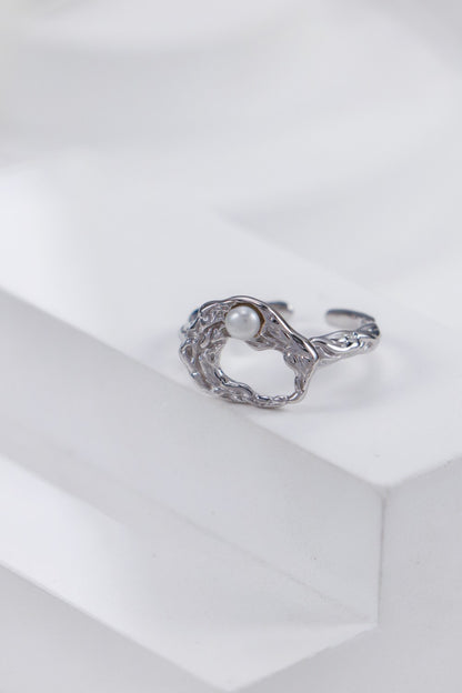 Natural Pearl Open Ring - 18K Gold Plated Sterling Silver Adjustable | Vinajewelry