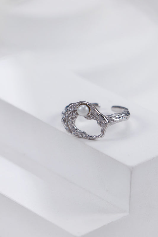 Natural Pearl Open Ring - 18K Gold Plated Sterling Silver Adjustable | Vinajewelry