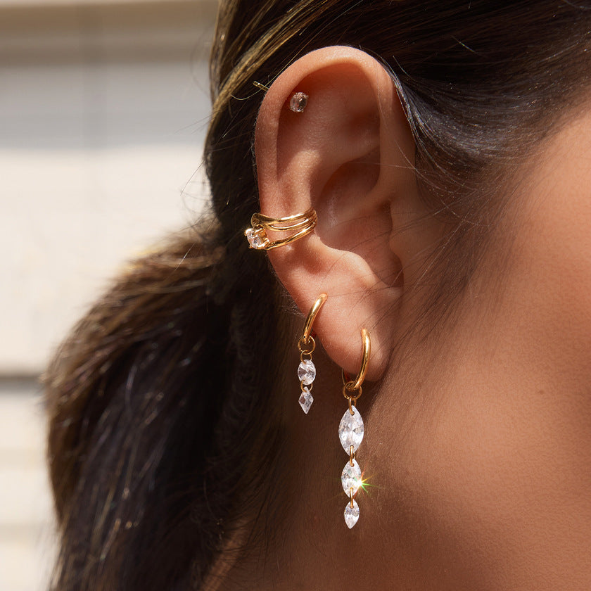 Clarissa Teardrop Diamond Hoop Earring Set