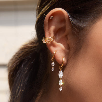 Clarissa Teardrop Diamond Hoop Earring Set