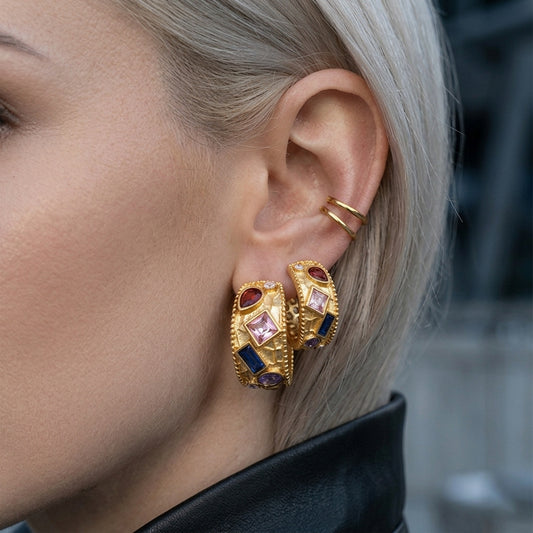 Sabine Luxurious Diamond Hoop Earrings