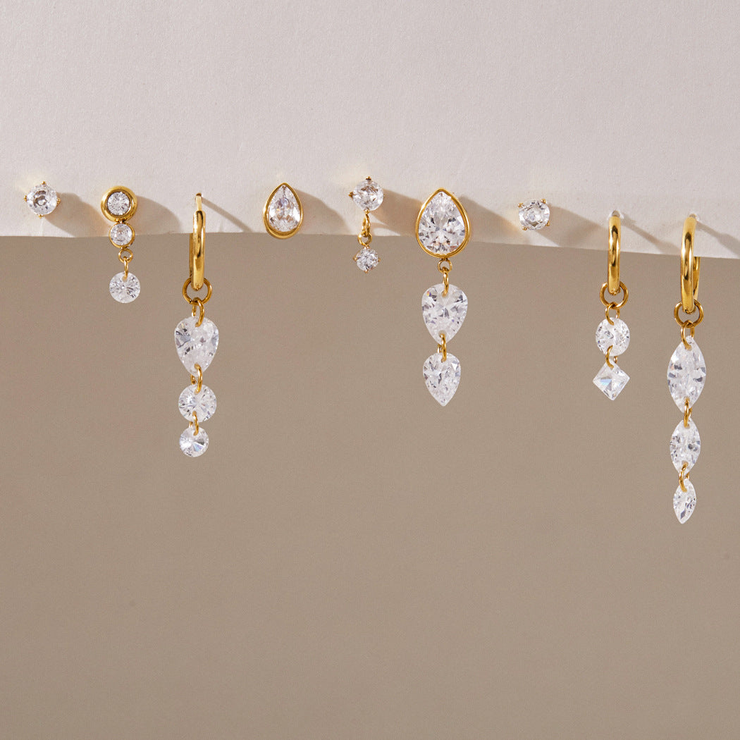 Clarissa Teardrop Diamond Hoop Earring Set