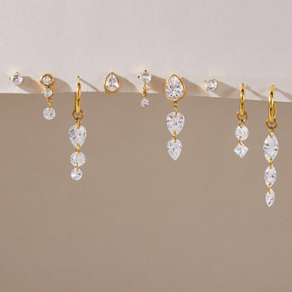 Clarissa Teardrop Diamond Hoop Earring Set