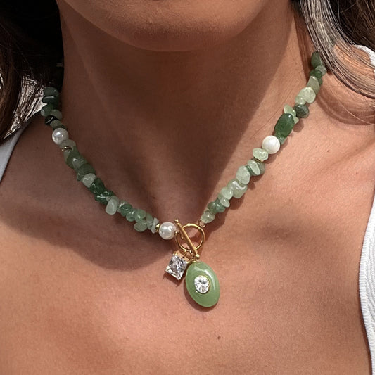 Aventurine Beaded Pendant Necklace