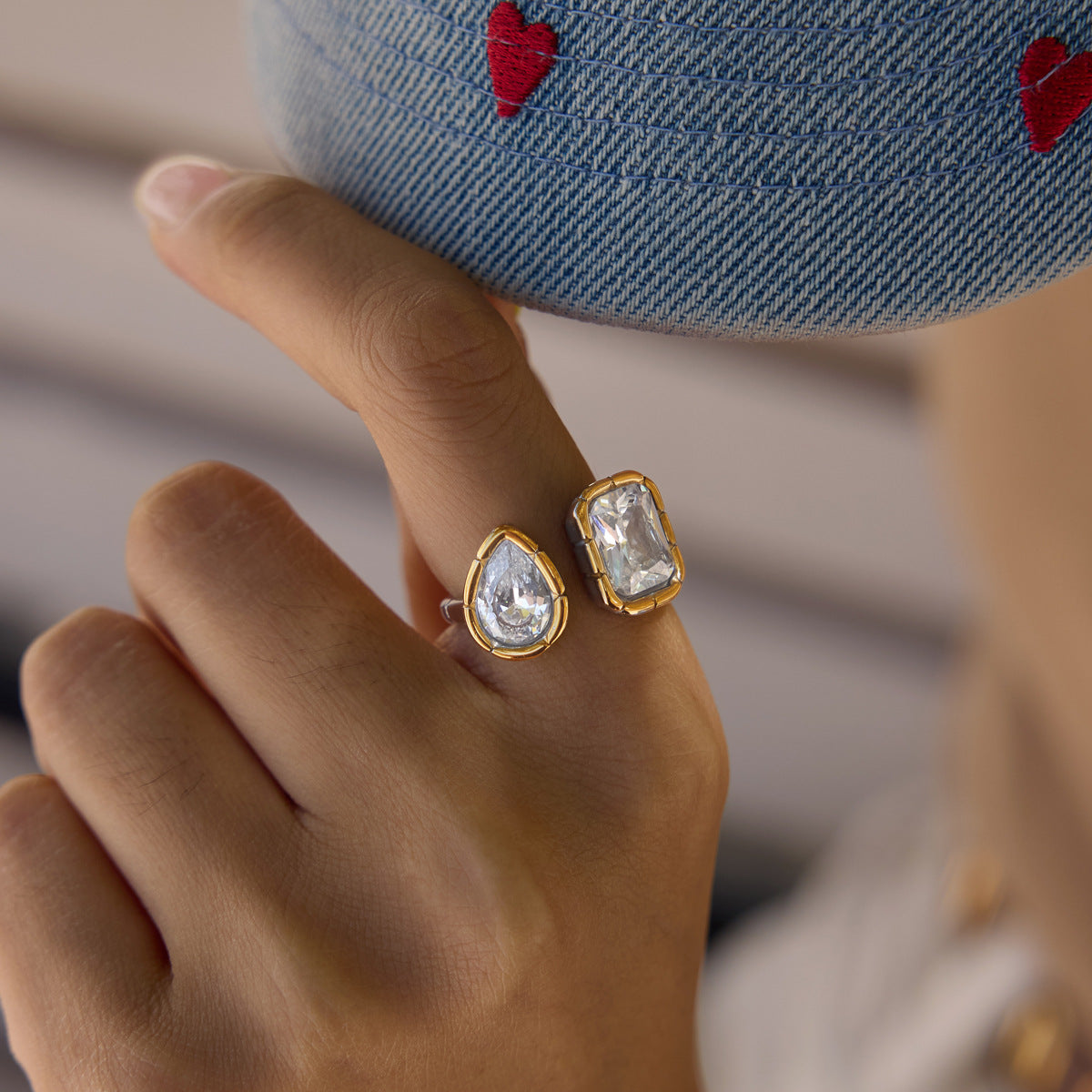 Aura diamond open ring