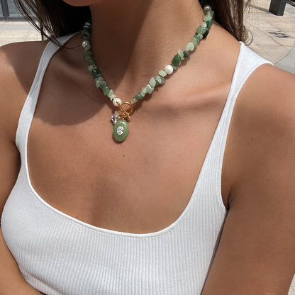 Aventurine Beaded Pendant Necklace