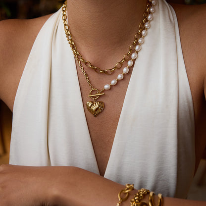 Juliet Heart Pendant Pearl Necklace