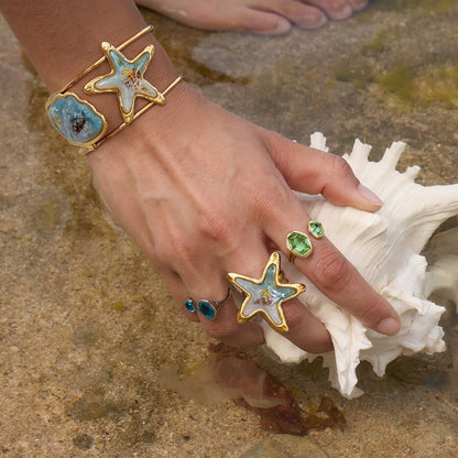 Starfish Open Cuff Bangle Bracelet