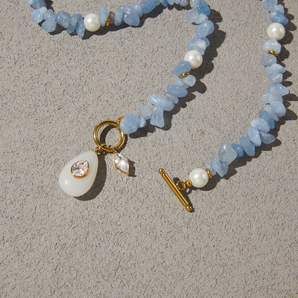 Aquamarine Beaded Pendant Necklace
