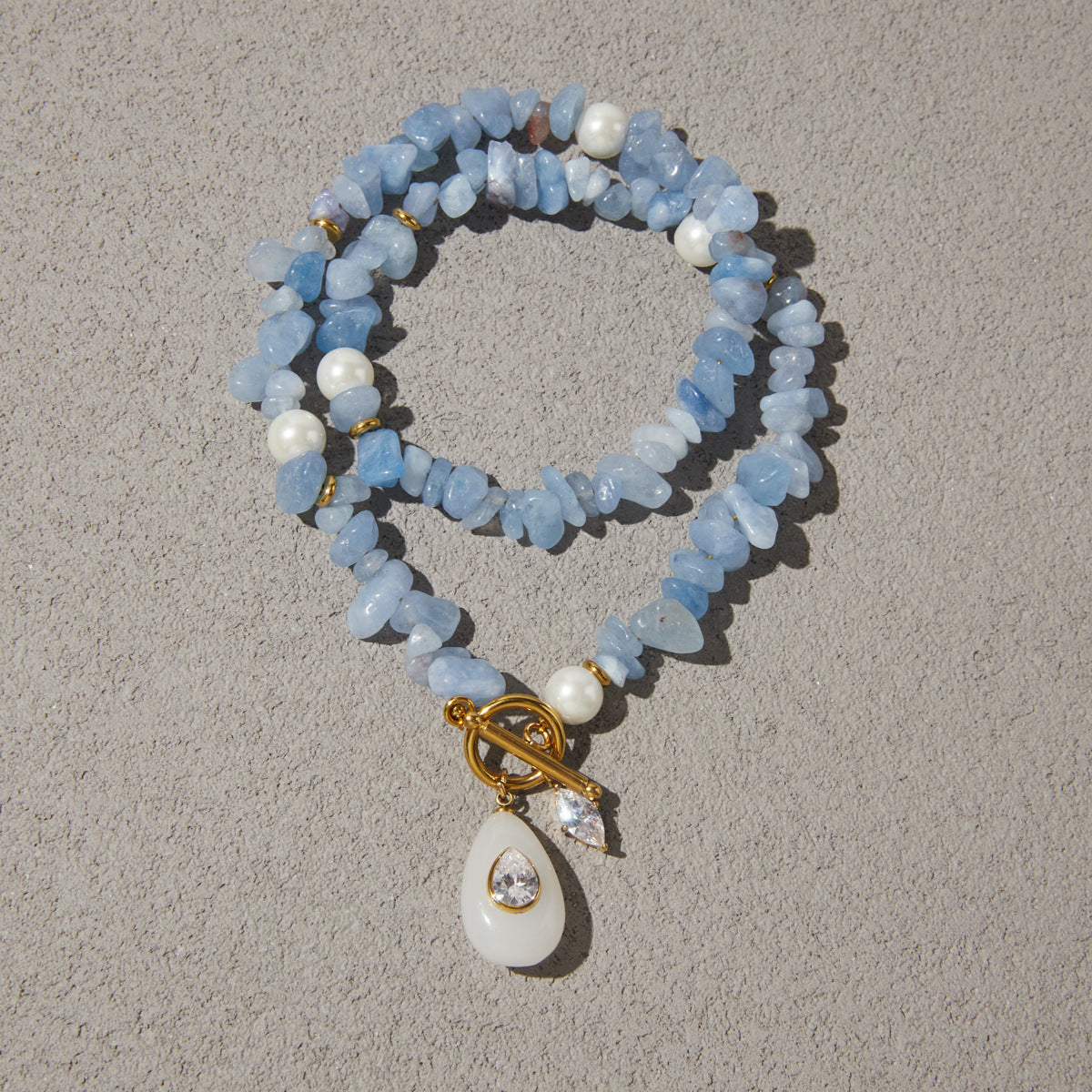 Aquamarine Beaded Pendant Necklace