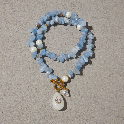 Aquamarine Beaded Pendant Necklace