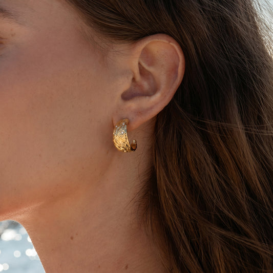 Vintage Carved Hoop Earrings