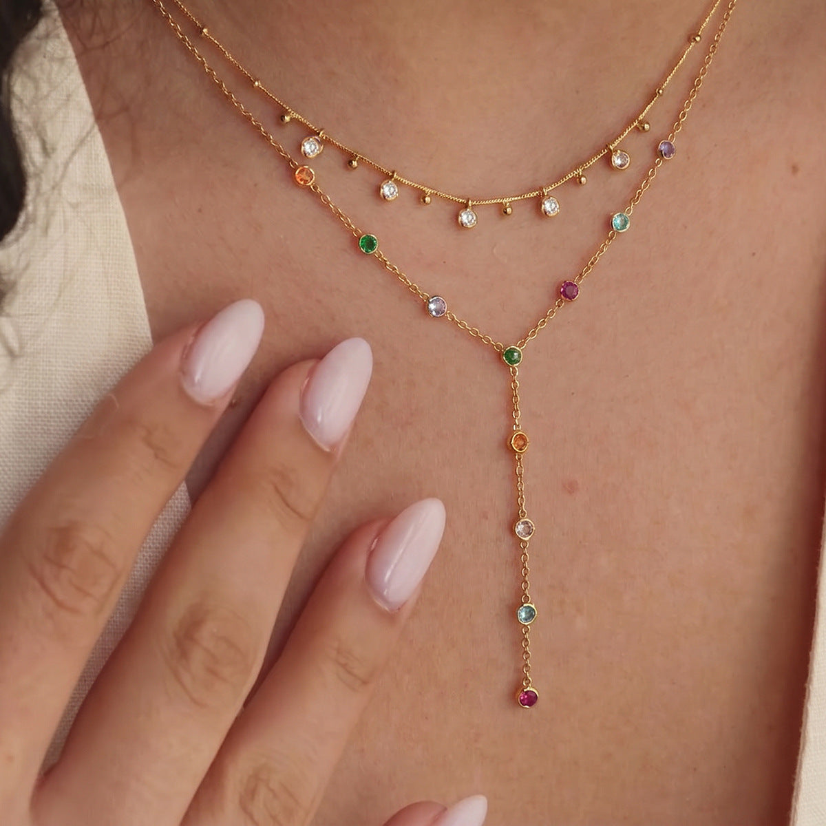 Hera Gemstone Collarbone Necklace