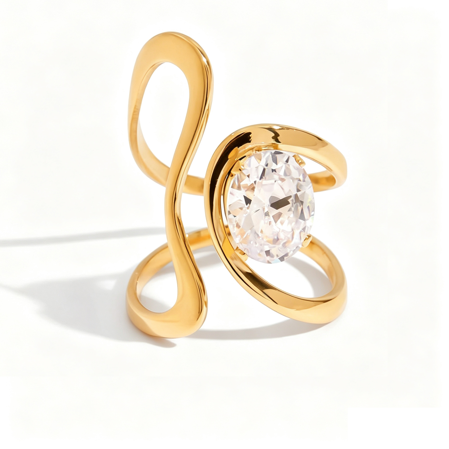 Lyra Open Diamond Ring | 18K Gold Stainless Steel | Vinajewelry