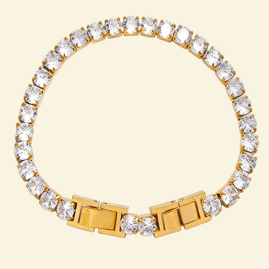 18K Gold 5mm Diamond Tennis Chain Bracelet - Waterproof | Vinajewelry