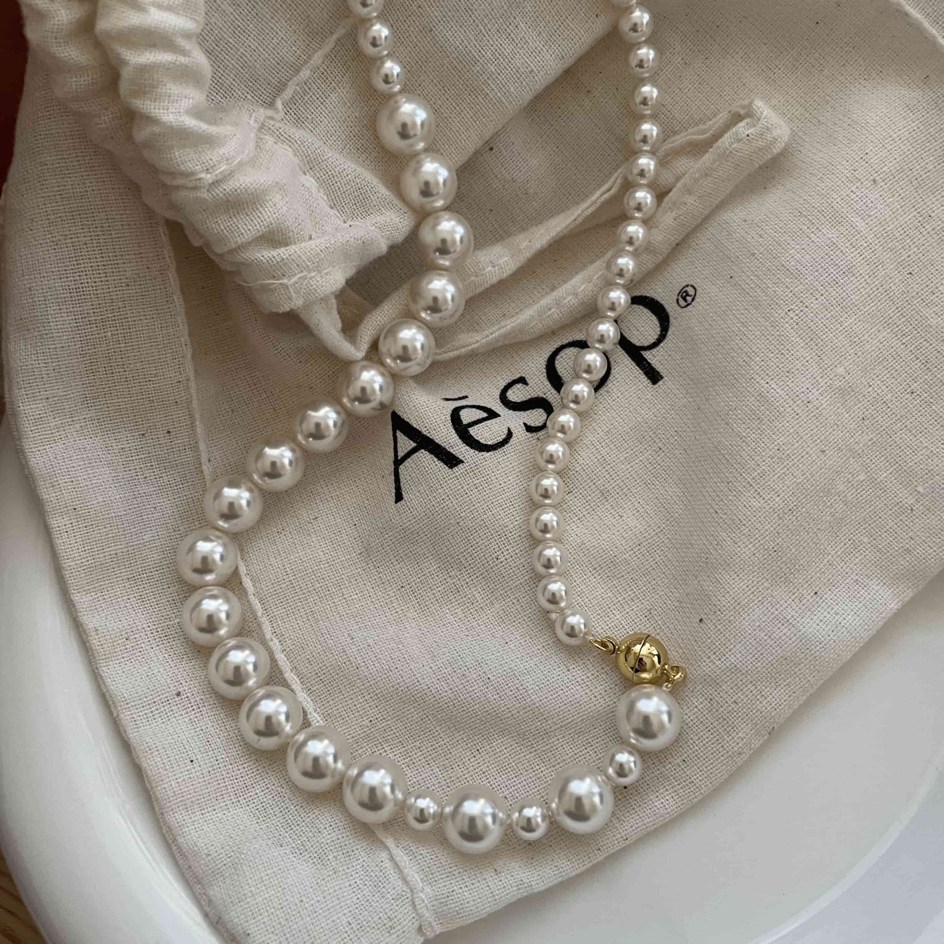 14K Gold Luxury Pearl Necklace 8mm - Waterproof 925 Silver | Vinajewelry