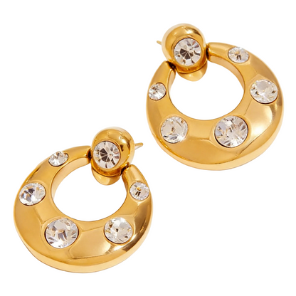 Exquisite Diamond Hoop Earrings - 18K Gold Plated Stainless Steel | Vinajewelry