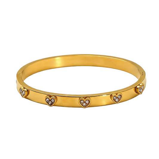 Luxurious Heart-Shaped Diamond Bracelet - 18K Gold Plated | Vinajewelry