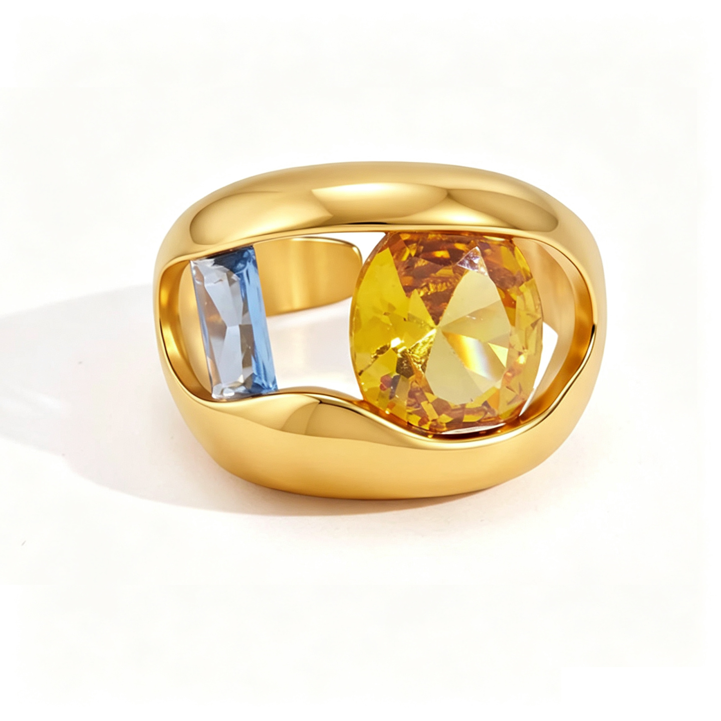 Zinnia Gemstone Open Ring | 18K Gold Stainless Steel | Vinajewelry