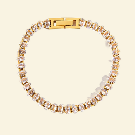 18K Gold Diamond Tennis Chain Layering Bracelet - Waterproof | Vinajewelry