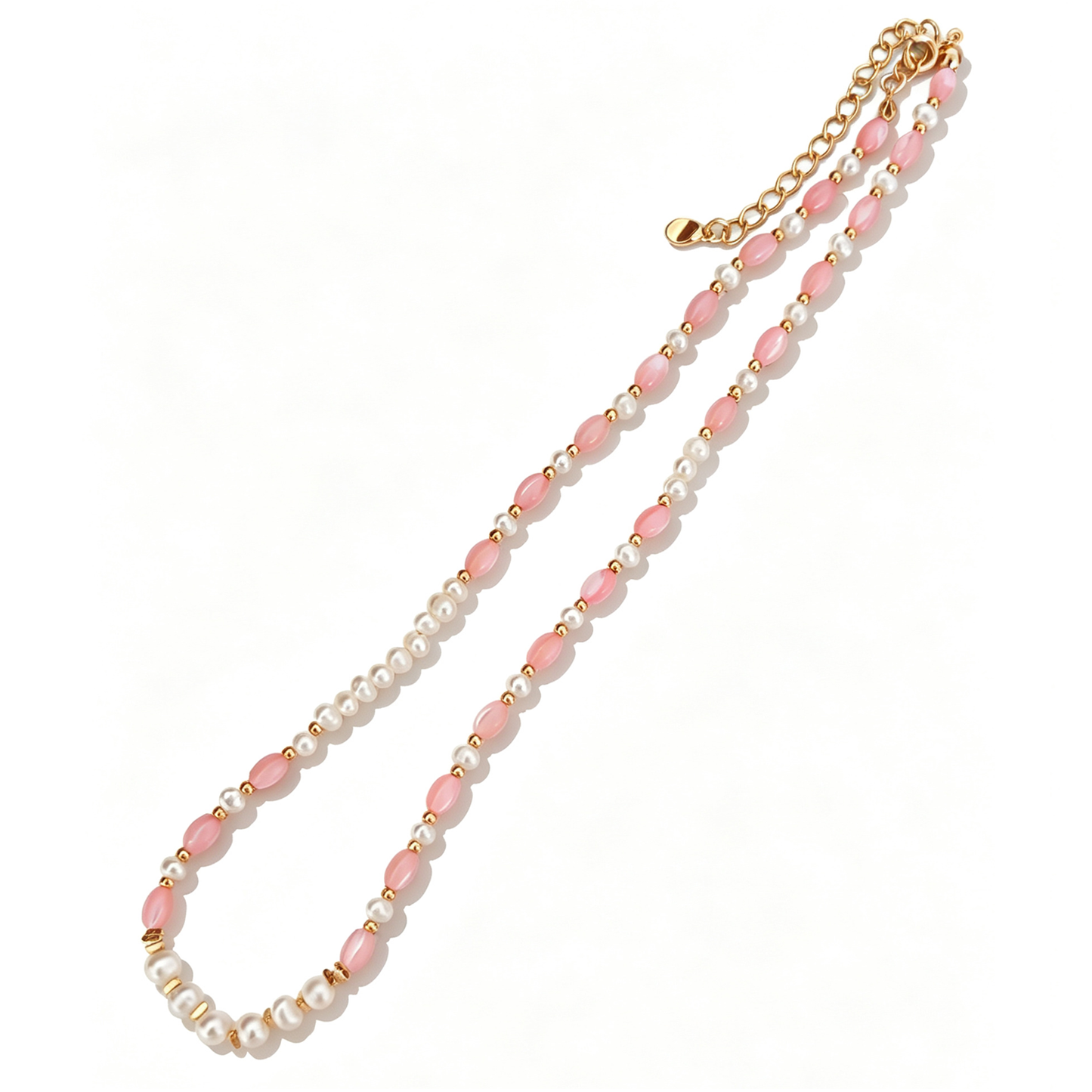 Collier empilable en perles naturelles et pierres précieuses, or 18 carats