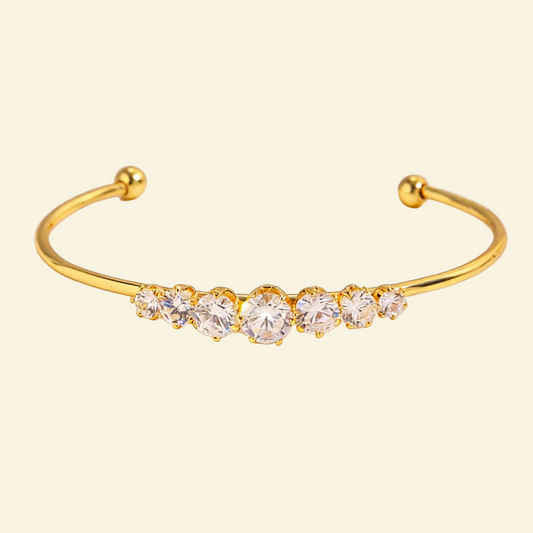 18K Gold Diamond Open Adjustable Bracelet - Waterproof | Vinajewelry