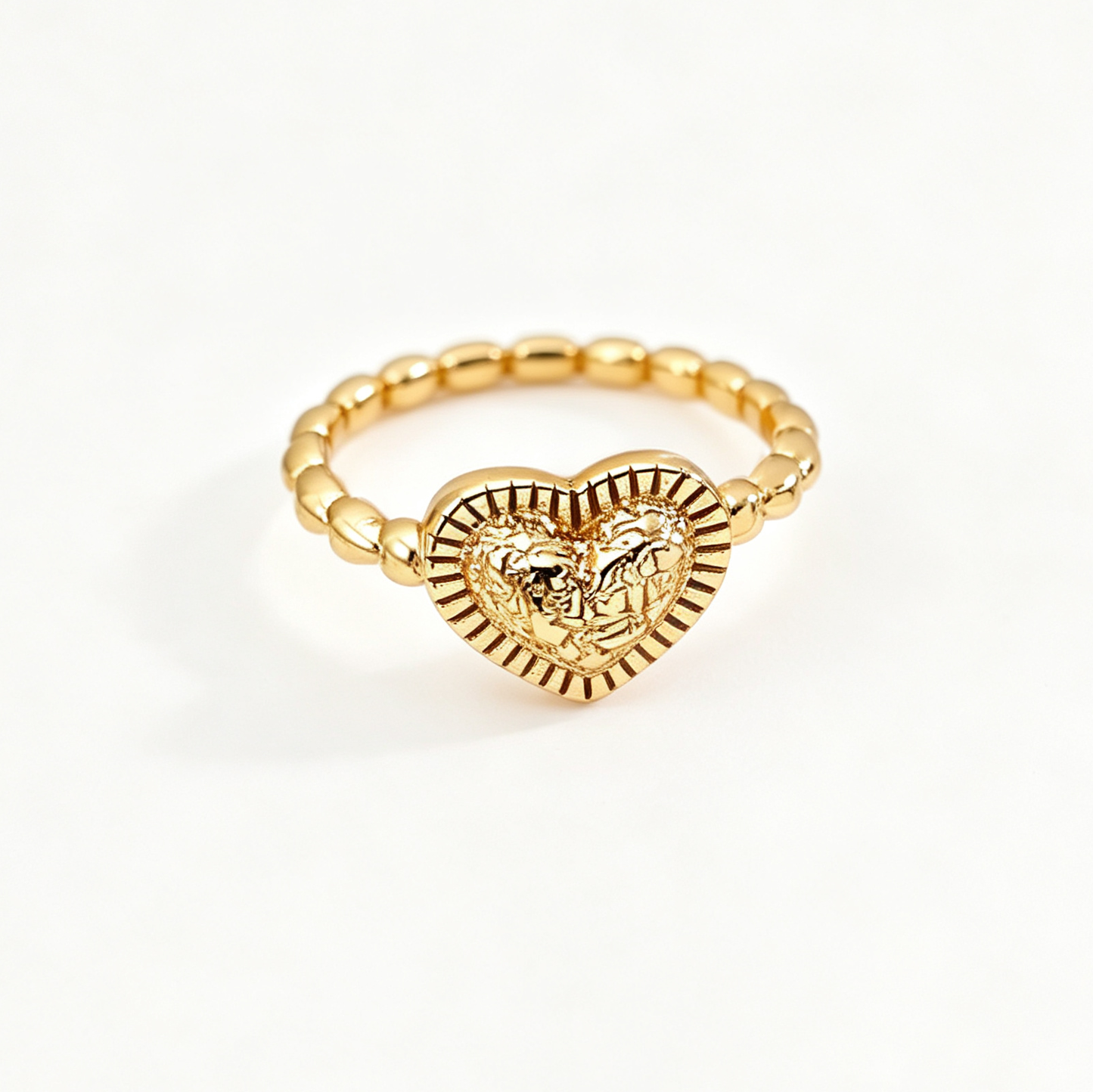 Vintage Love Heart Texture Ring