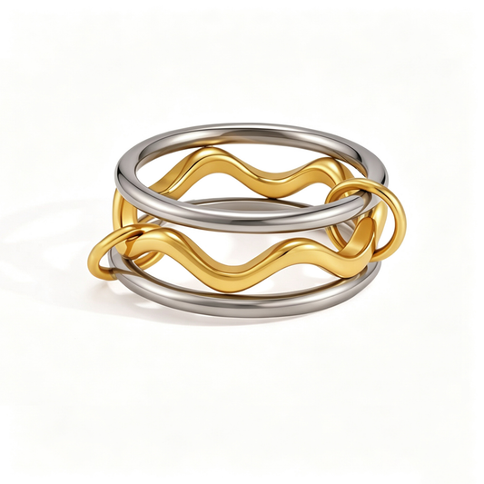 Celine Linear Stackable Ring | 18K Gold PVD | Vinajewelry